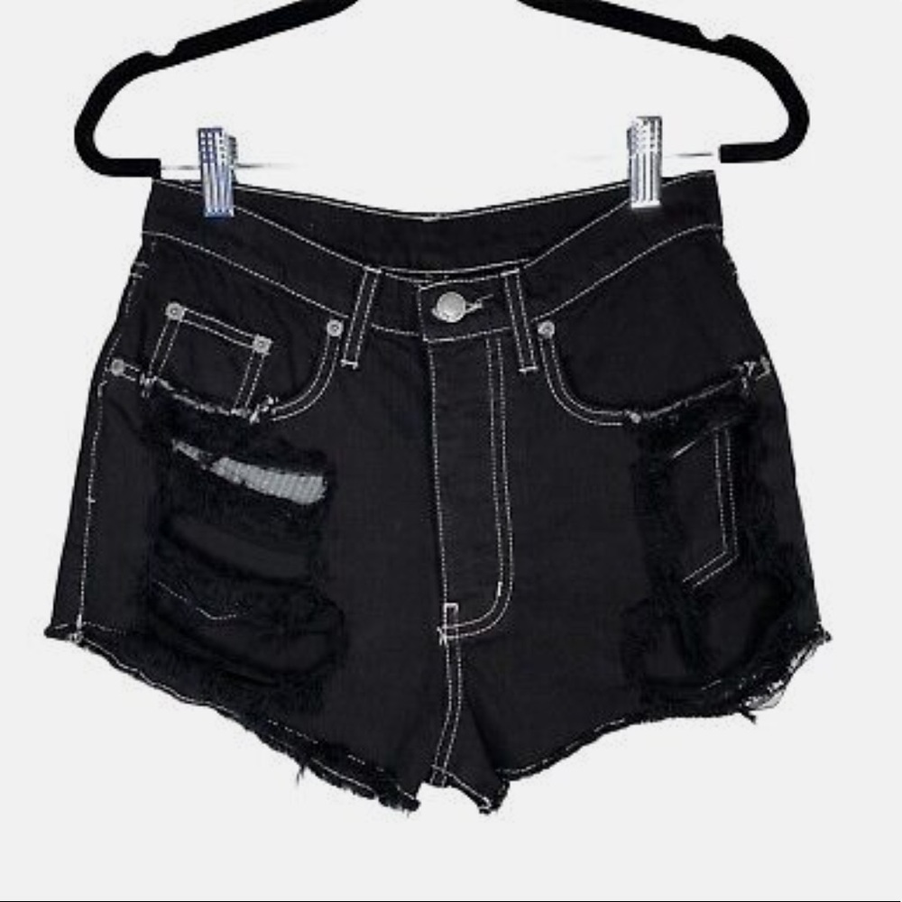 Black Distressed Carmar shorts